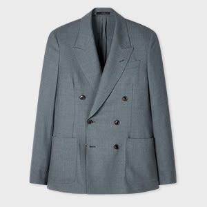 A Suit To Travel In - Blue Marl Double-Breasted Wool Blazer