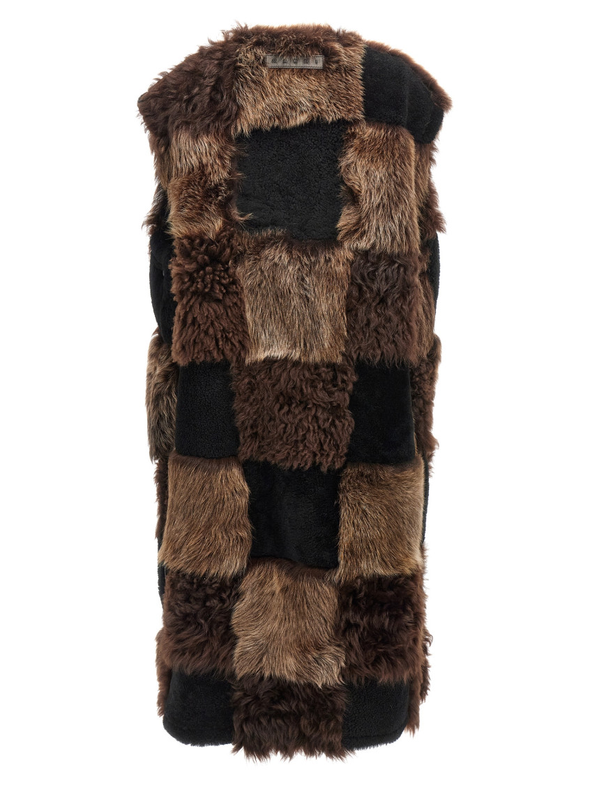 Long Shearling Vest Gilet Brown