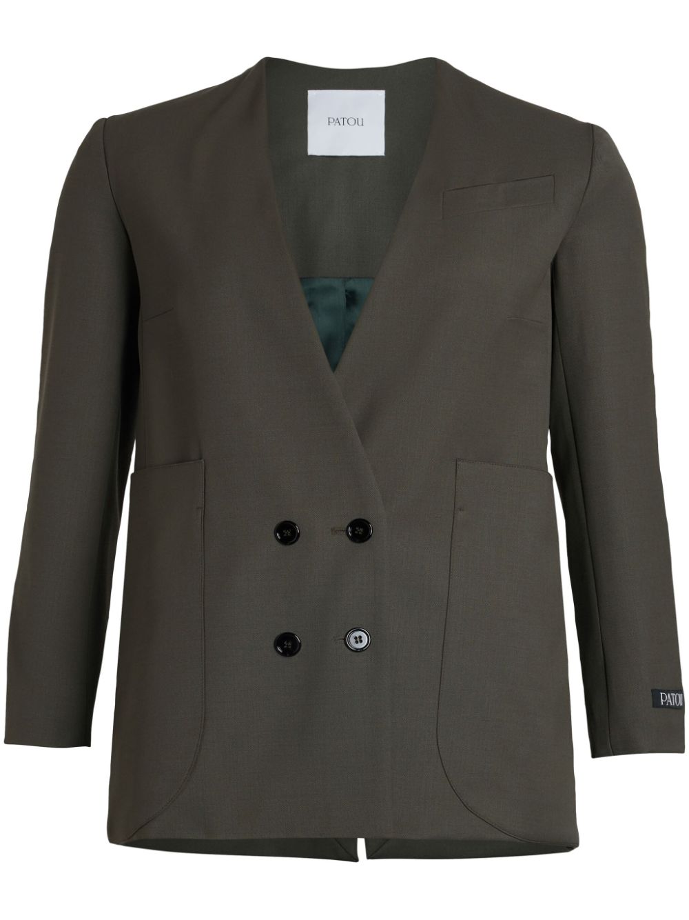 Collarless double-breasted blazer - Green