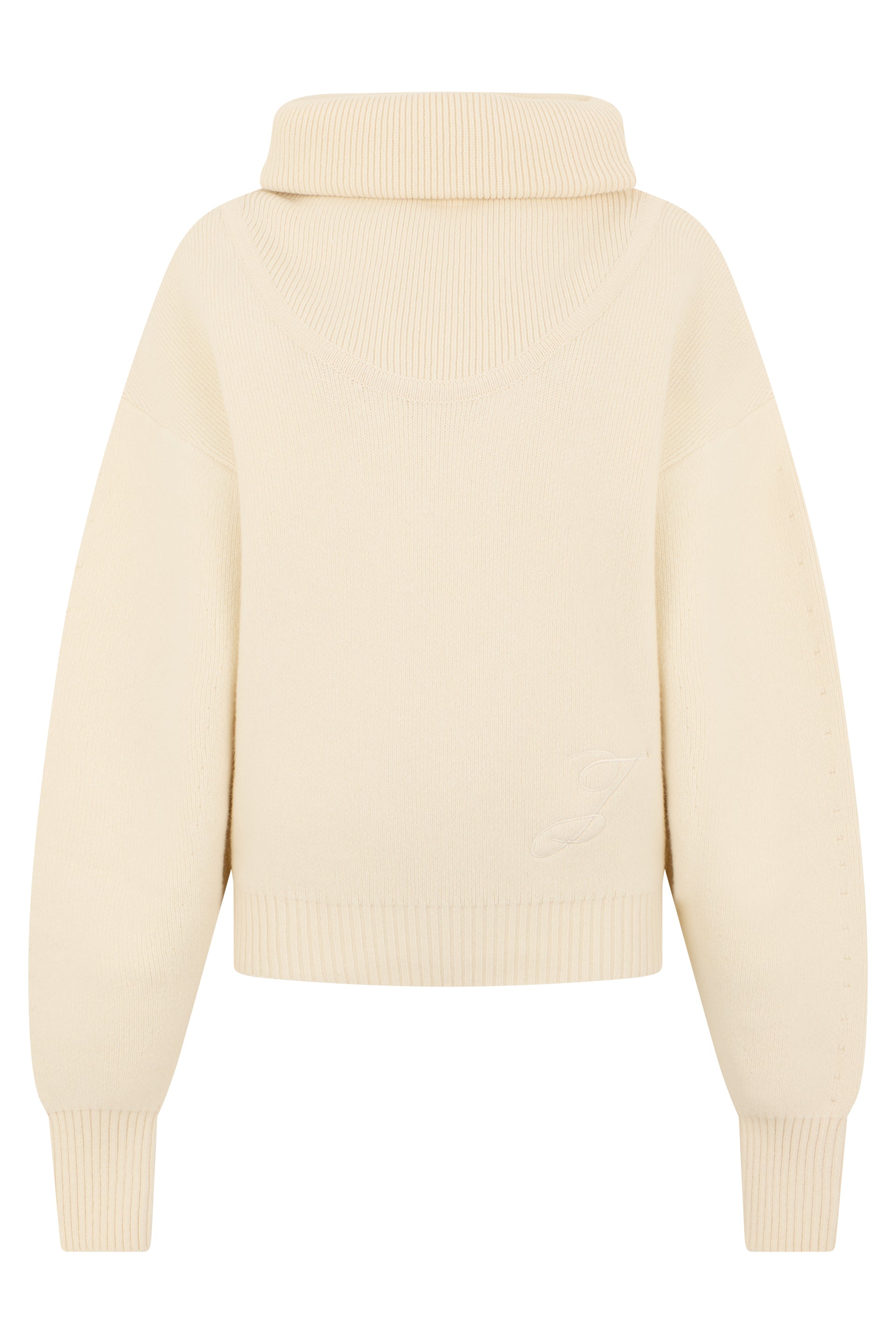 High-Neck Cropped Sweater with Wide Sleeves