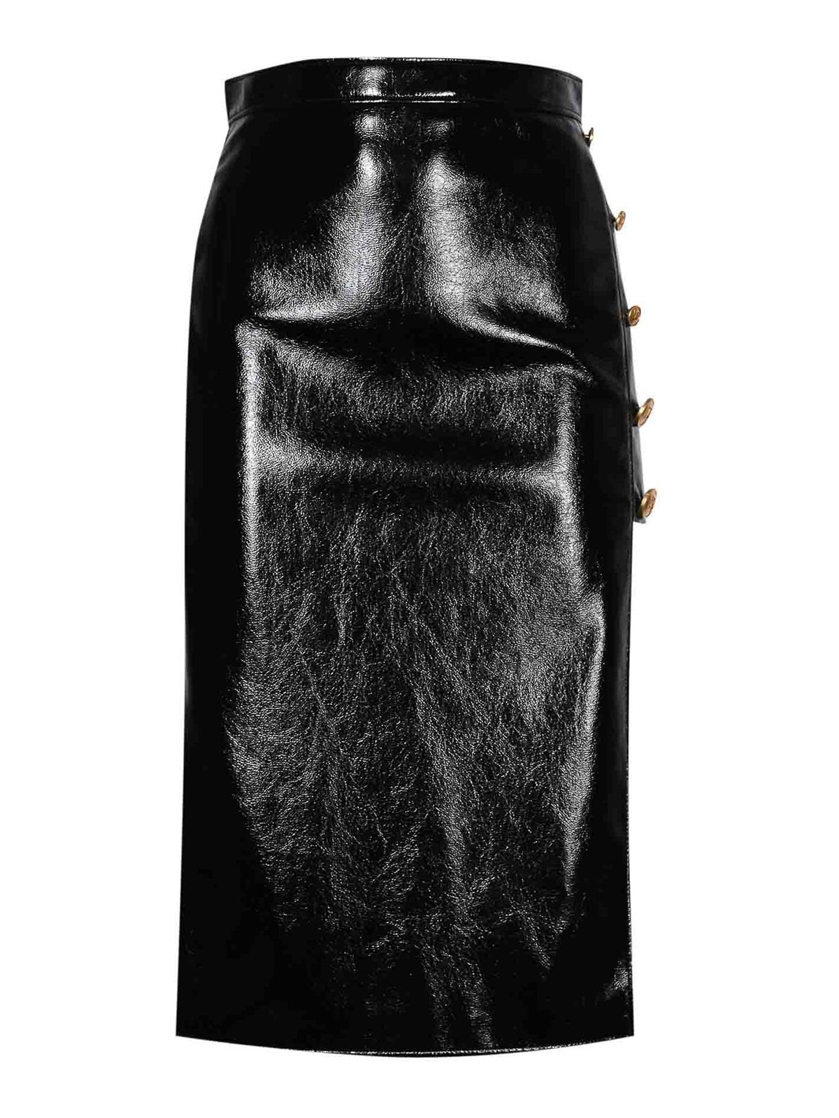 Vinyl Skirt With Jewel Buttons
