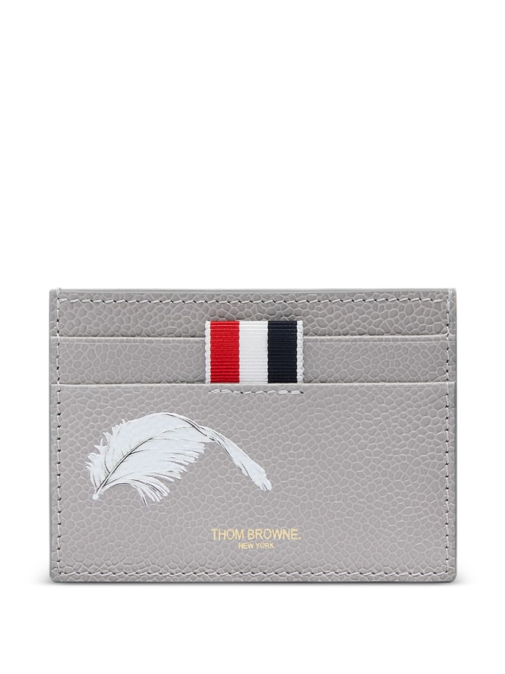 Feather-print card holder - Grey