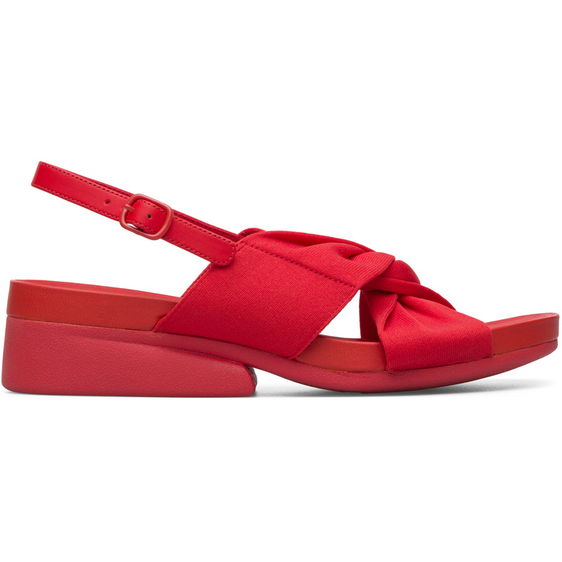 CAMPER Minikaah - Sandals for Women - Red, 9, Cotton fabric/Smooth leather