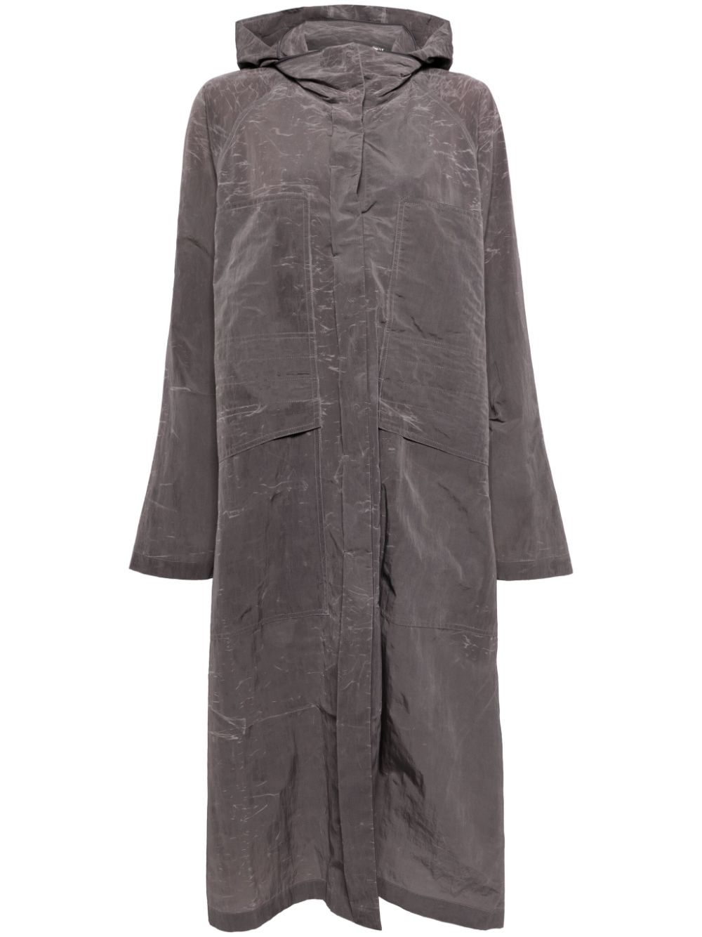 Recycled nylon hooded parka coat - Grey