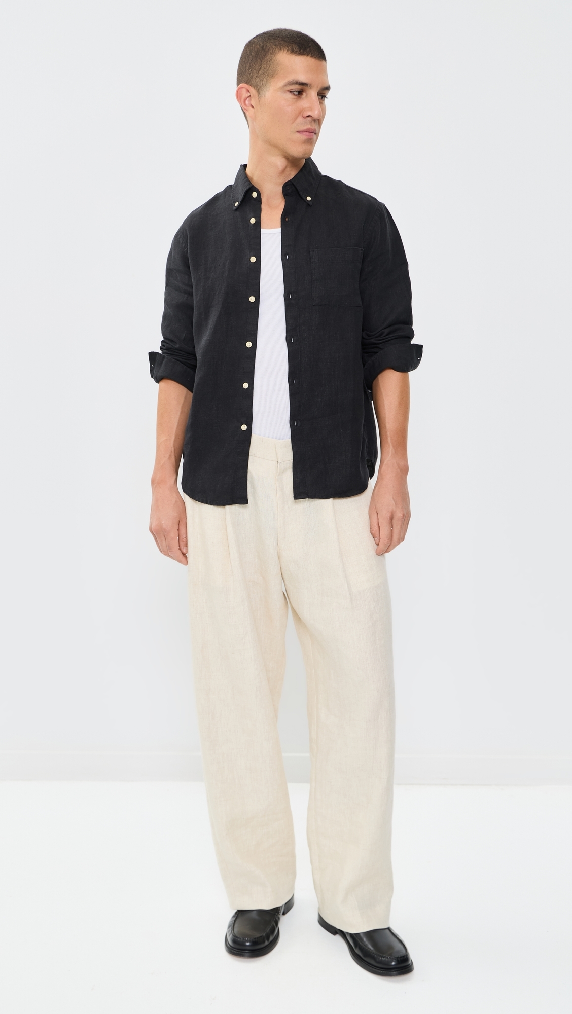 Linen Playa Button Down Shirt Night