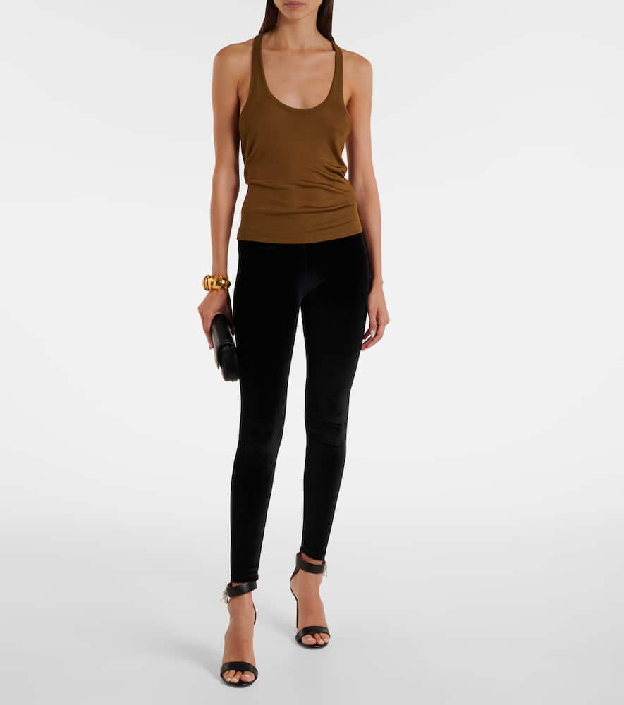 Logo velour leggings