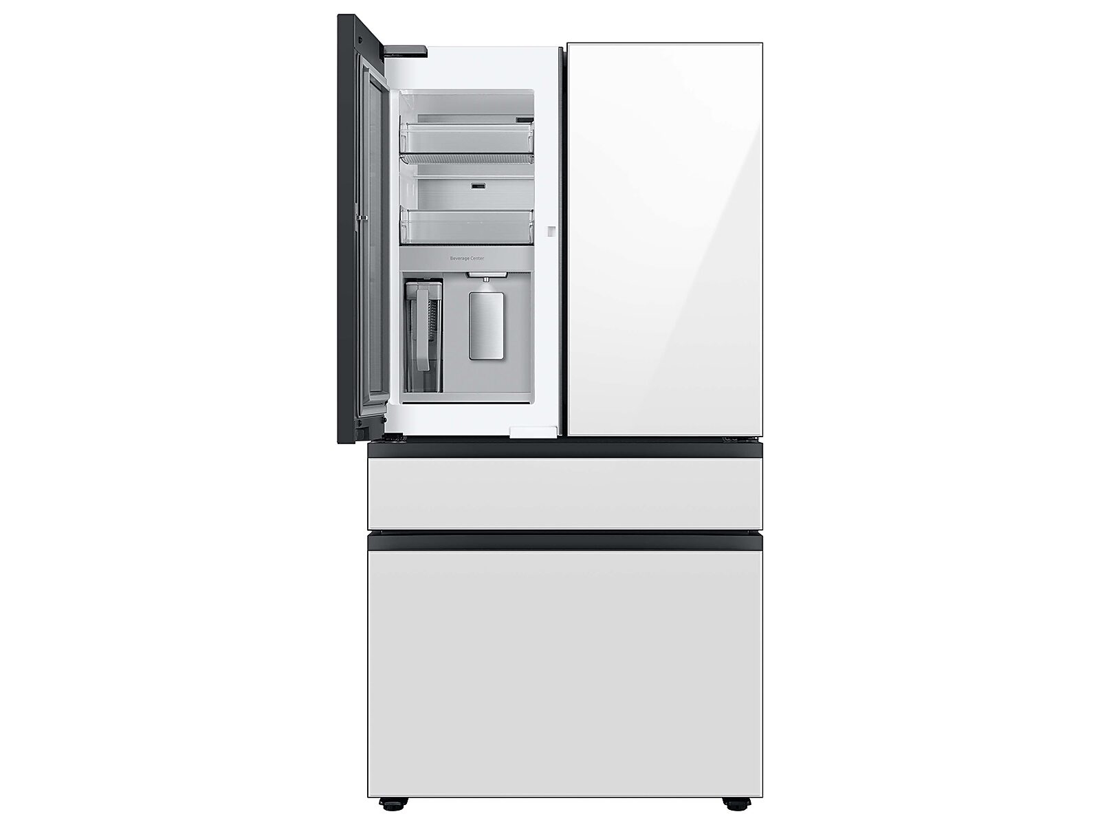 Bespoke 4-Door French Door Refrigerator (29 cu. ft.) with Beverage Center™ in White Glass (RF29BB860012AA)