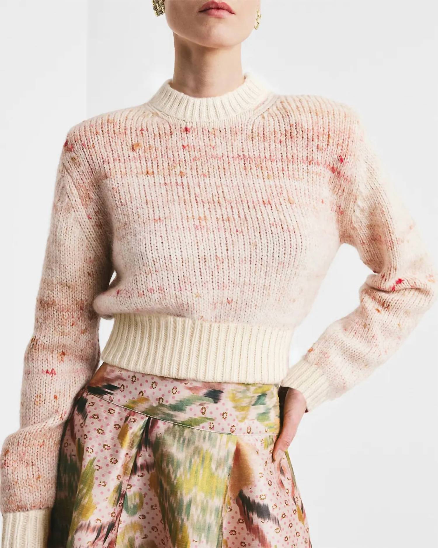 Melange Knit Sweater In Pink