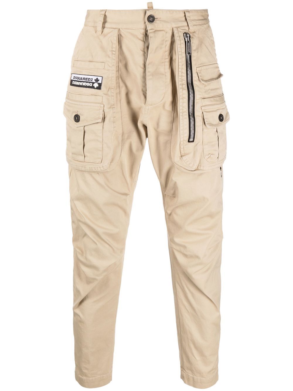 Logo-patch cargo-tapered trousers - Blue