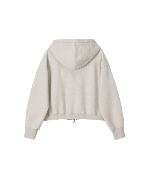 LONELY/LOVELY CROP HOODIE ZIP-UP OATMEAL