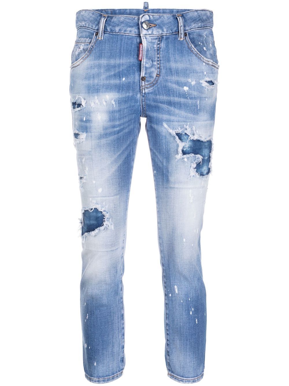 Distressed cropped jeans - Blue