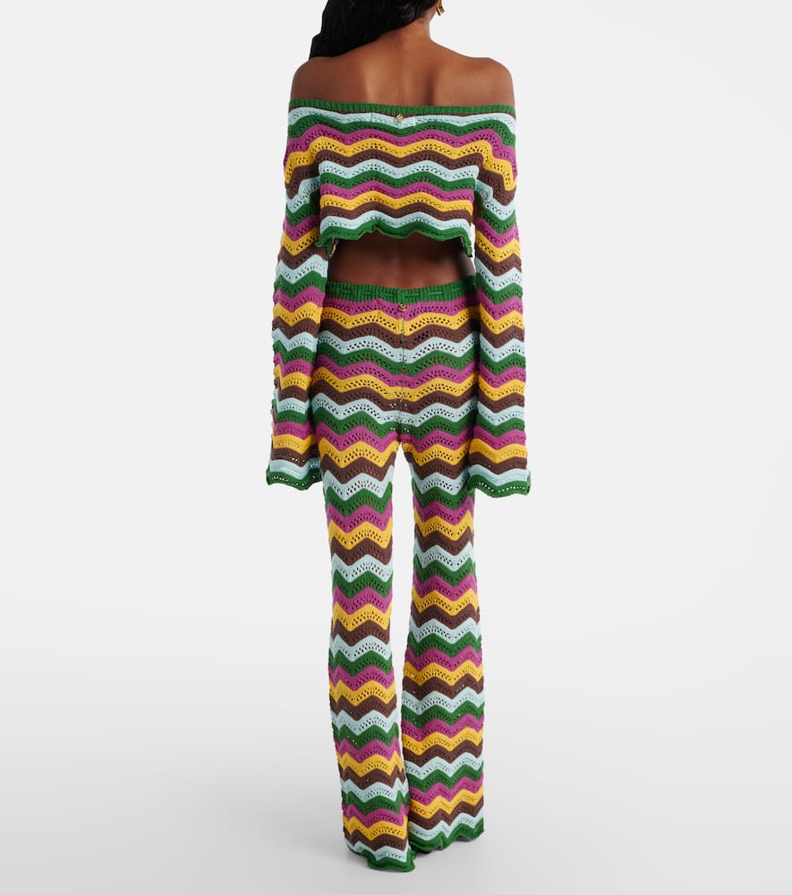 Helena striped cotton-blend crop top