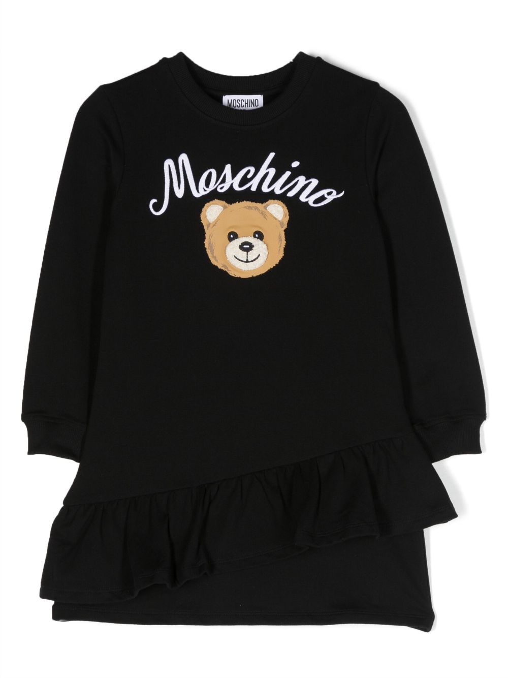 Logo-print ruffled dress - Black