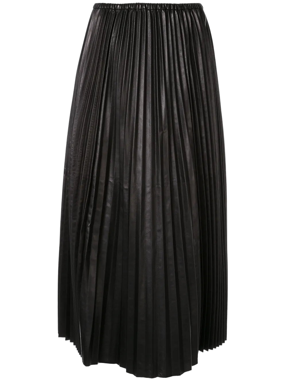 Pleated Leather Skirt — Black