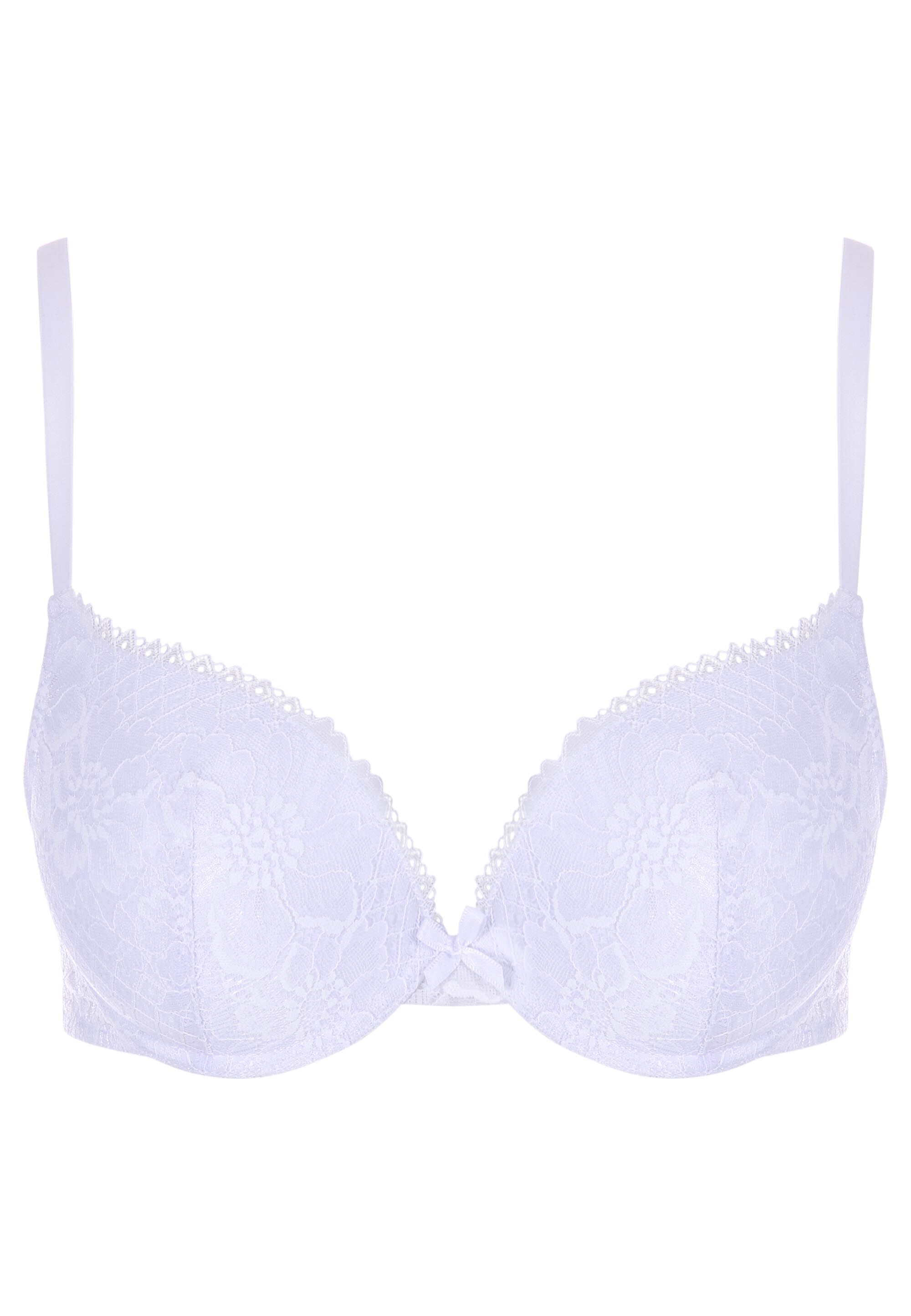 Womens White Floral Lace Padded Push Up Bra