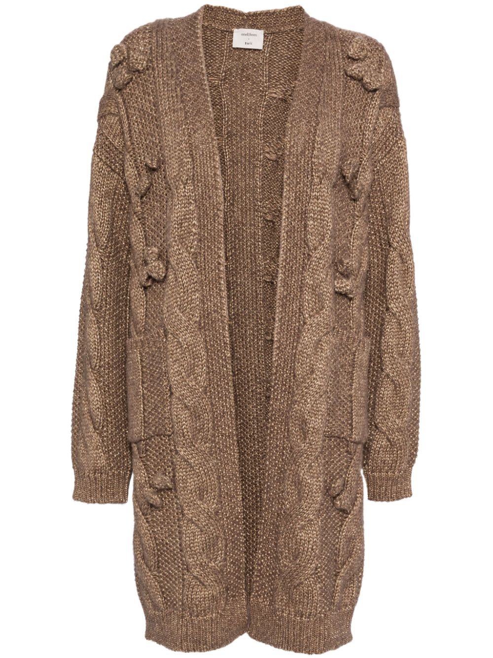 Cable cardi-coat - Brown