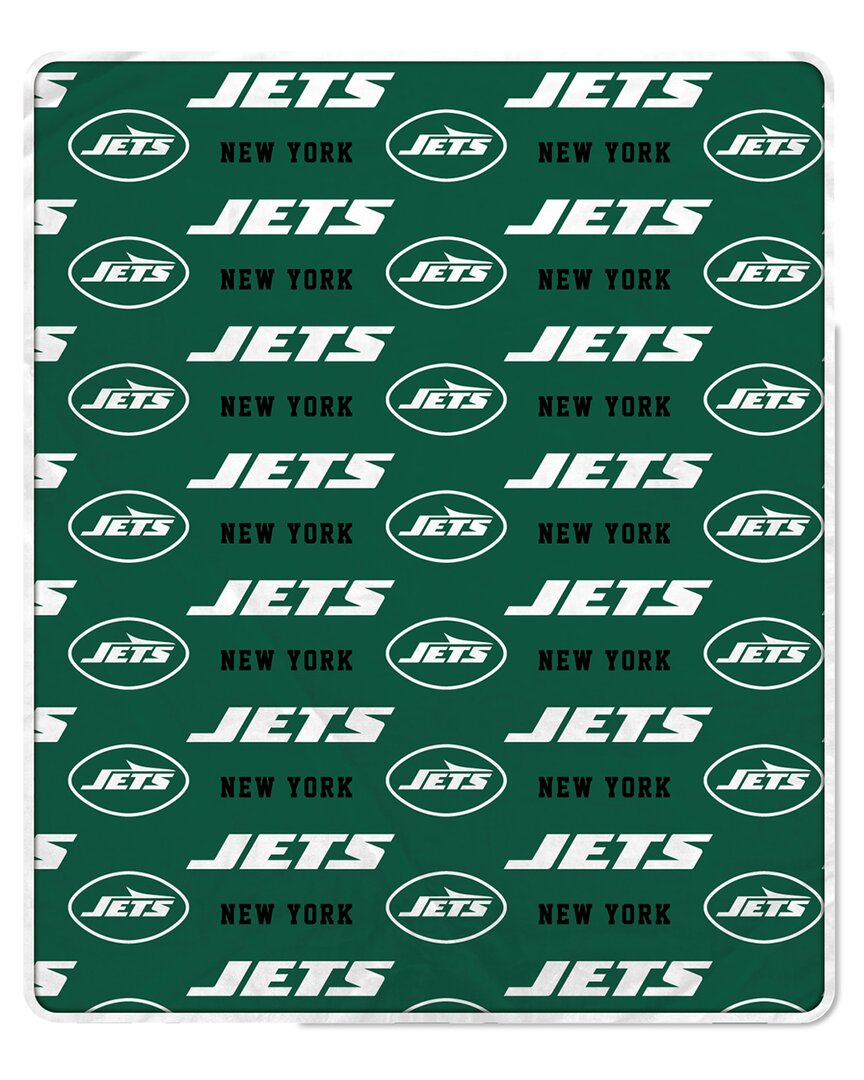 New York Jets Nfl Team Repeating Logo Fleece Throw