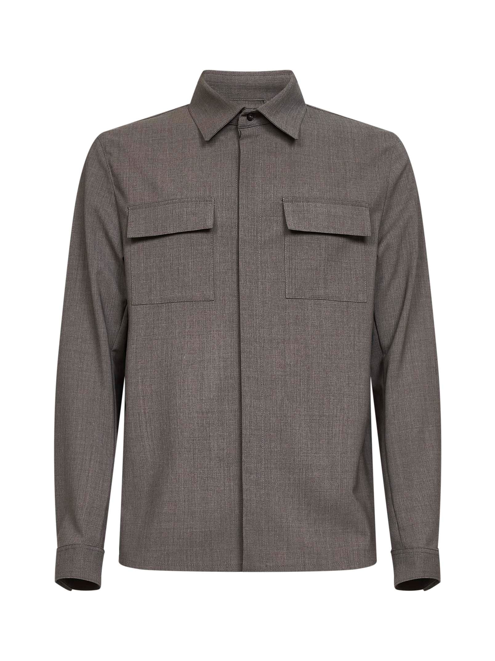 Bi-Stretch Virgin Wool Shirt — Gray