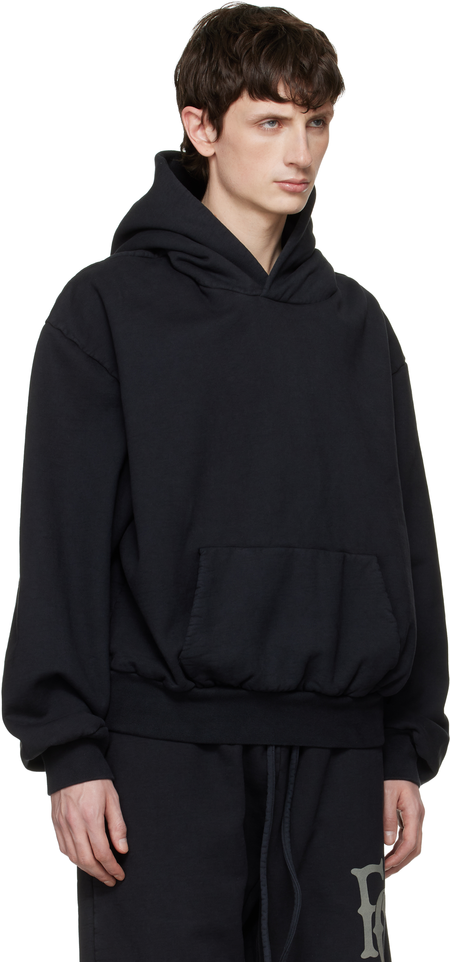 Black Sunfaded Classic Half Raglan Pocket Hoodie