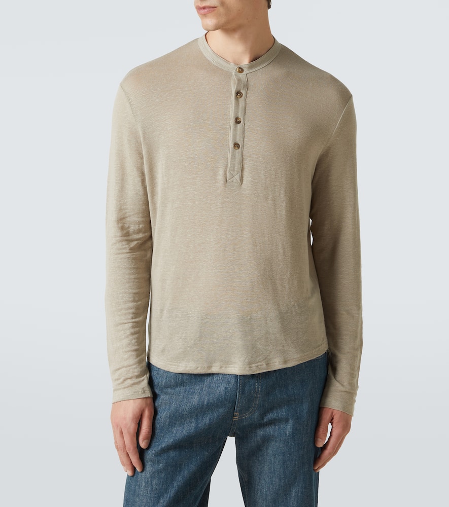 Linen-blend Henley shirt