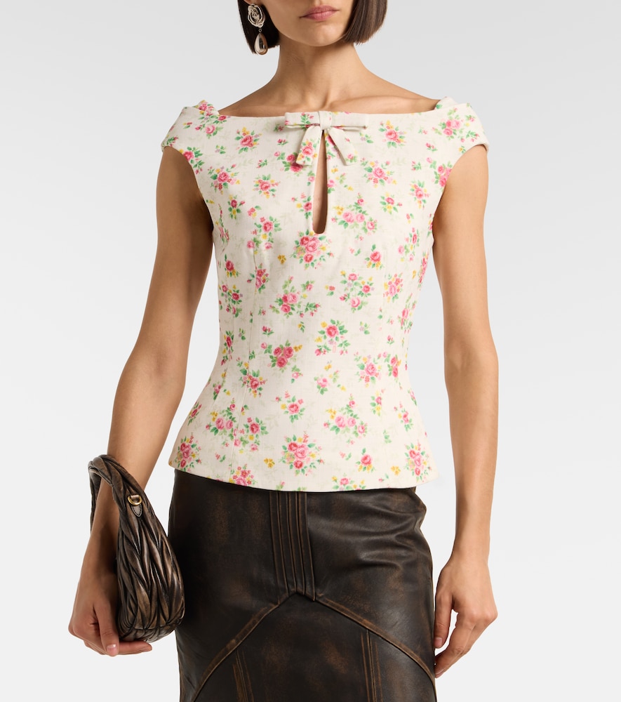 Bow-detail floral top