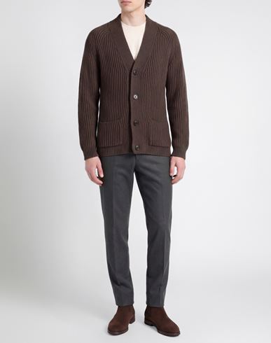 Man Cardigan Taupe Size L Wool, Acrylic, Cashmere