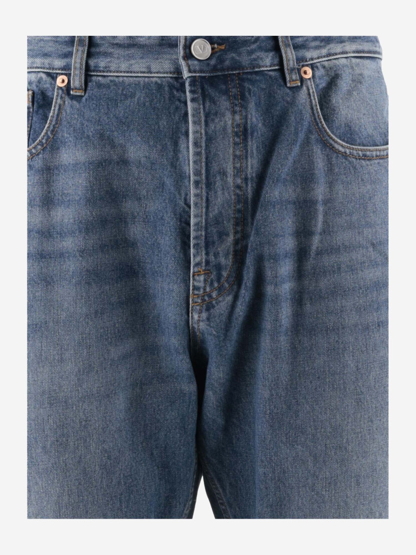 -Valentino Straight Fit Jeans Blu-Uomo