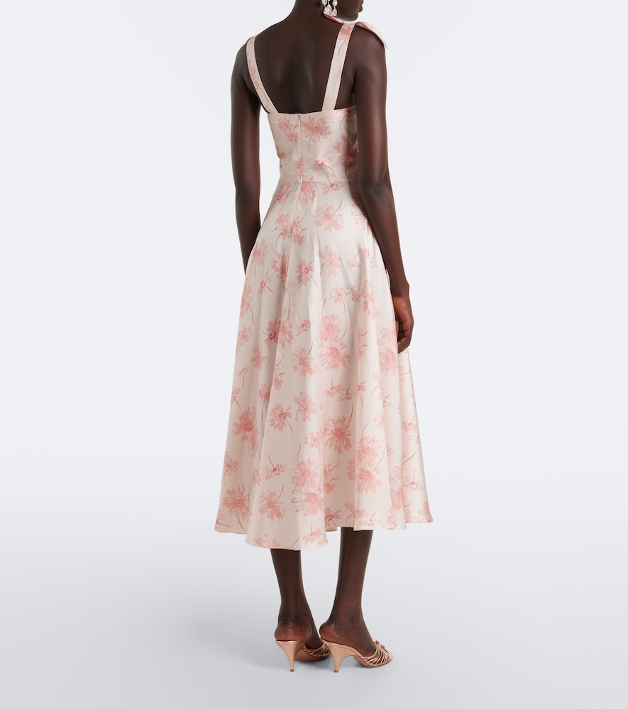 Floral silk twill midi dress