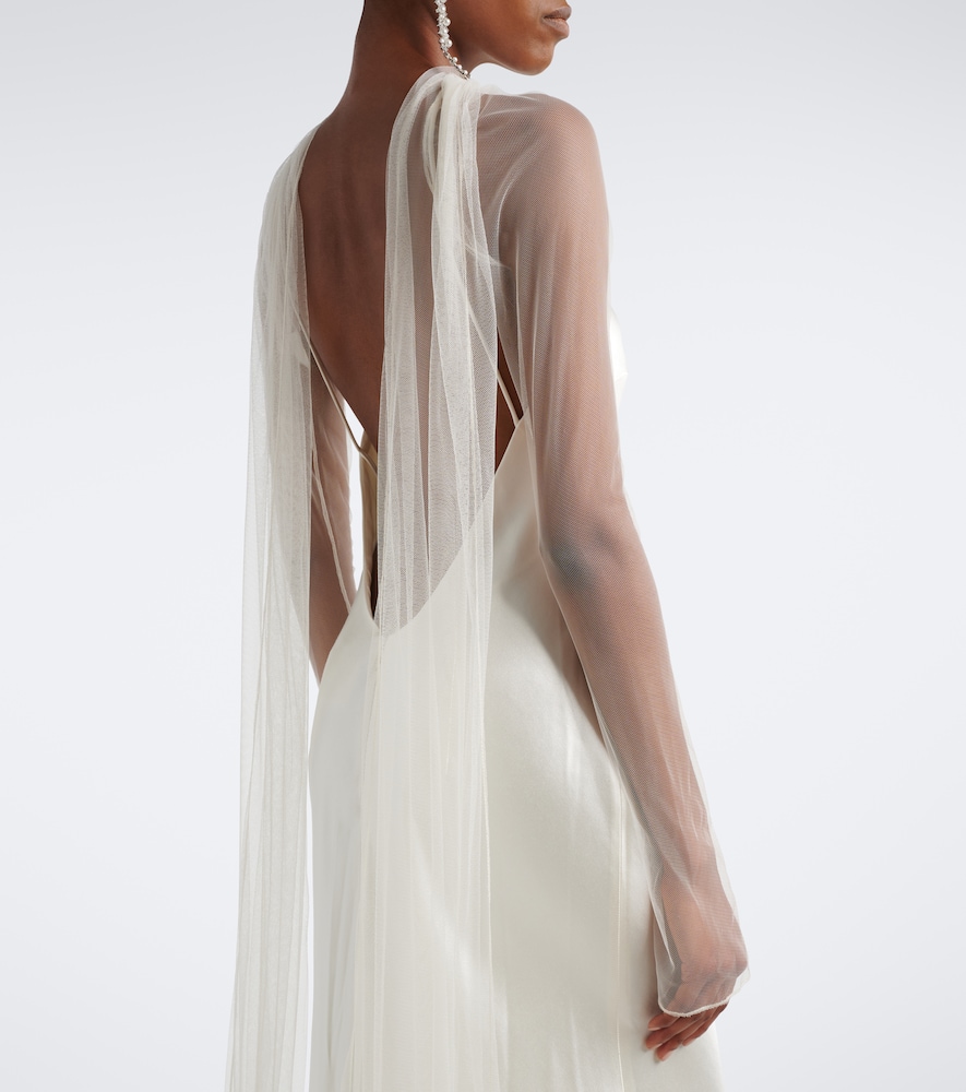 Bridal Mari caped wool and silk gown
