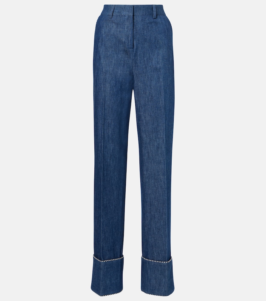 Chambray straight pants