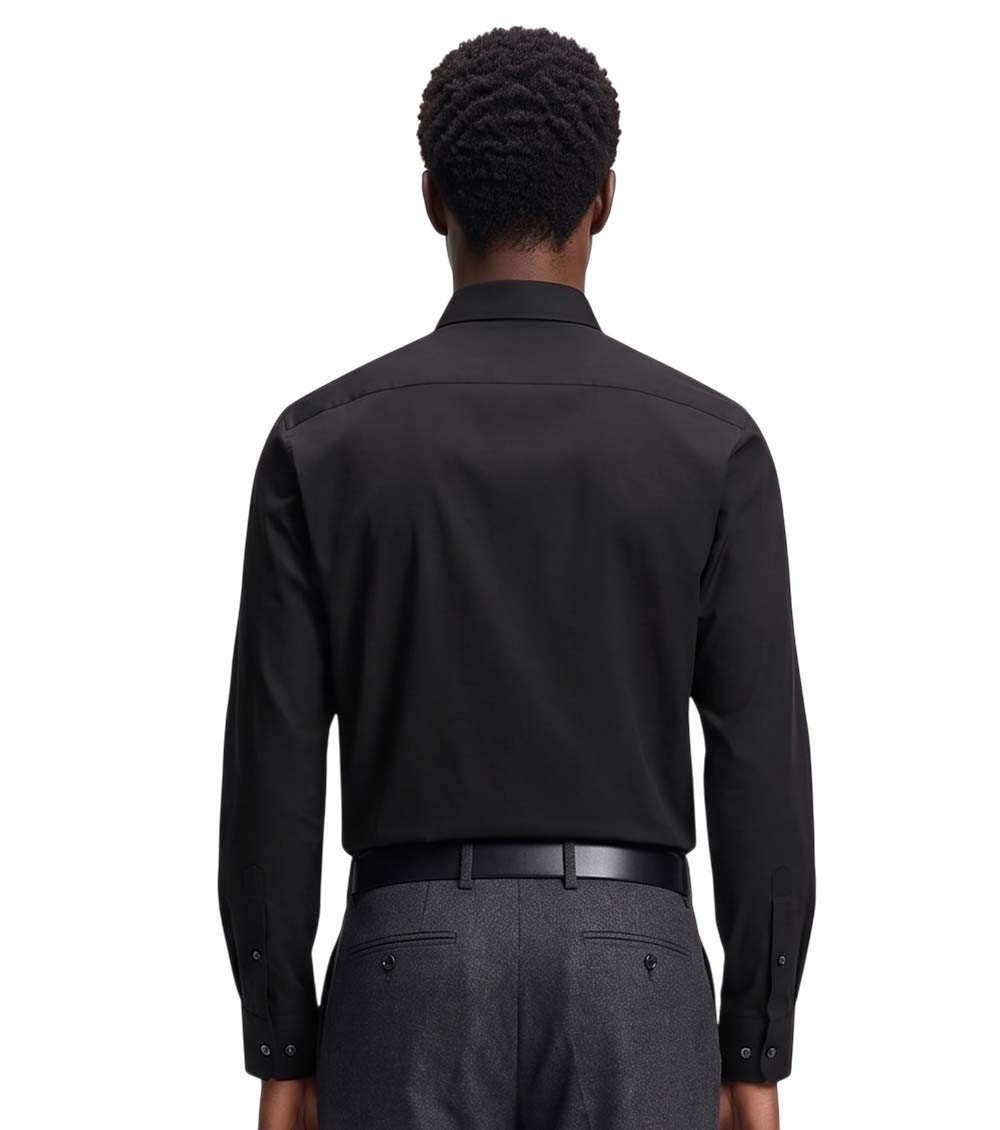 Black Regular Solid Shirts