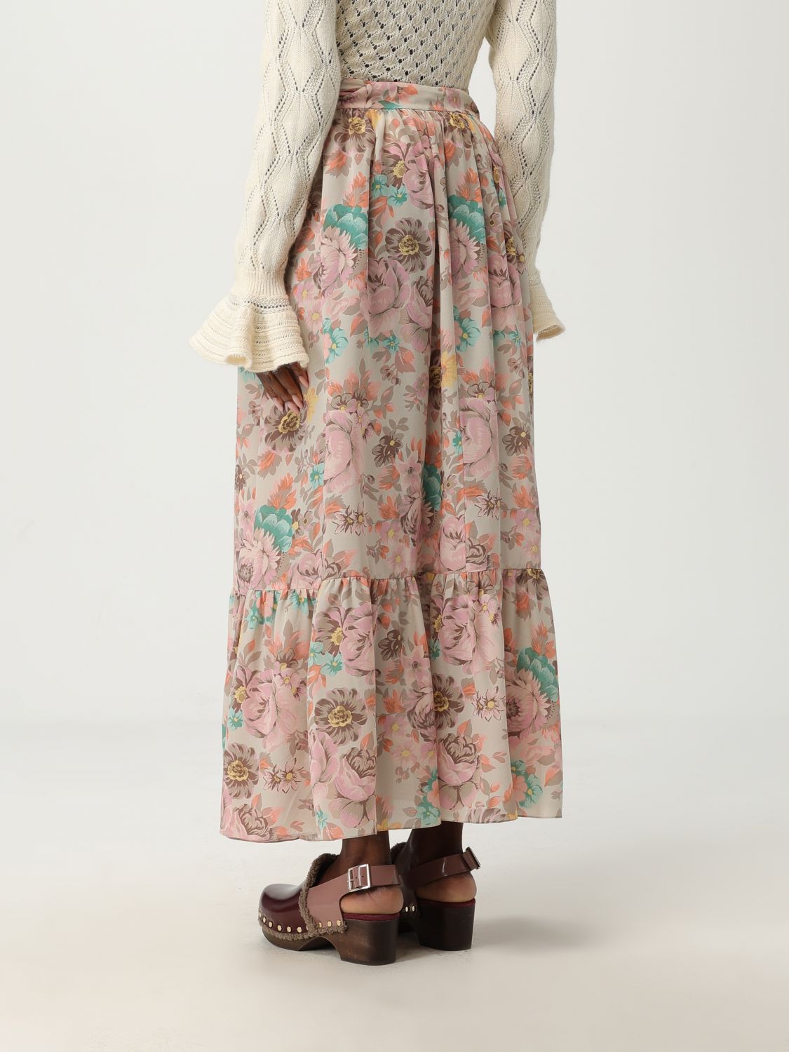 Floral-print ruffled beach skirt - Neutrals