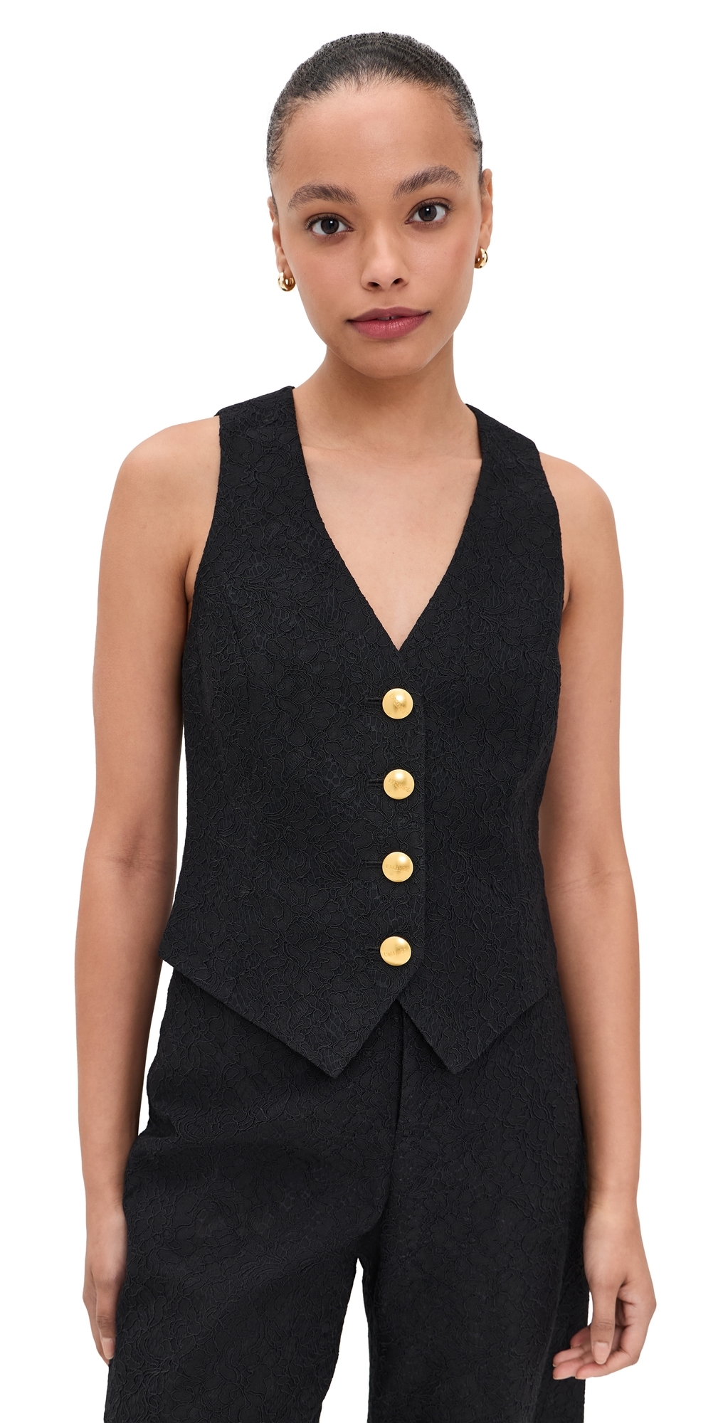 Kino Bonded Lace Vest Black