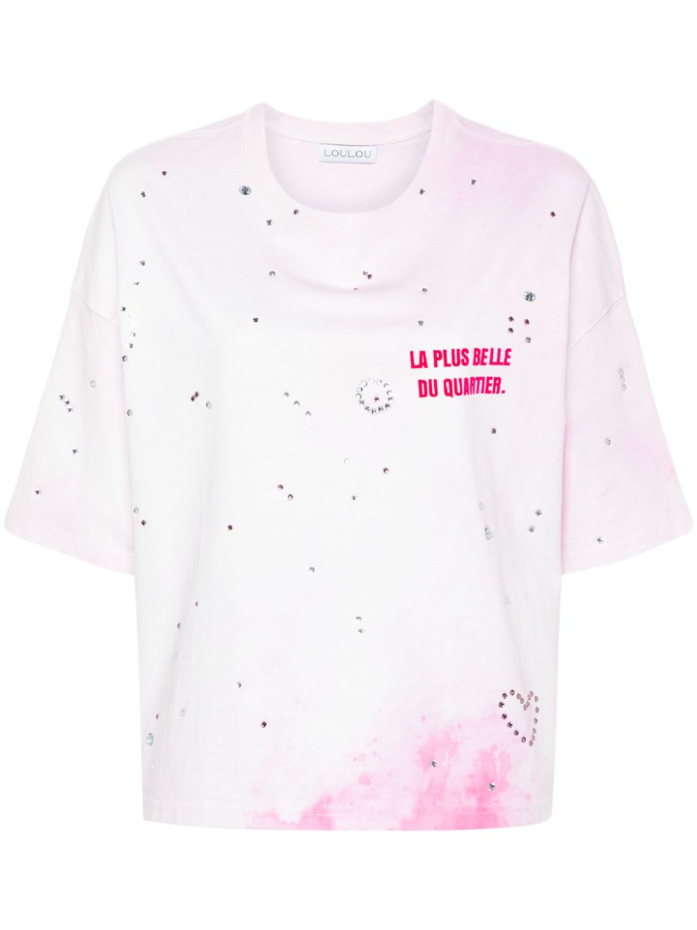 Crystal-embellished washed T-shirt - Pink