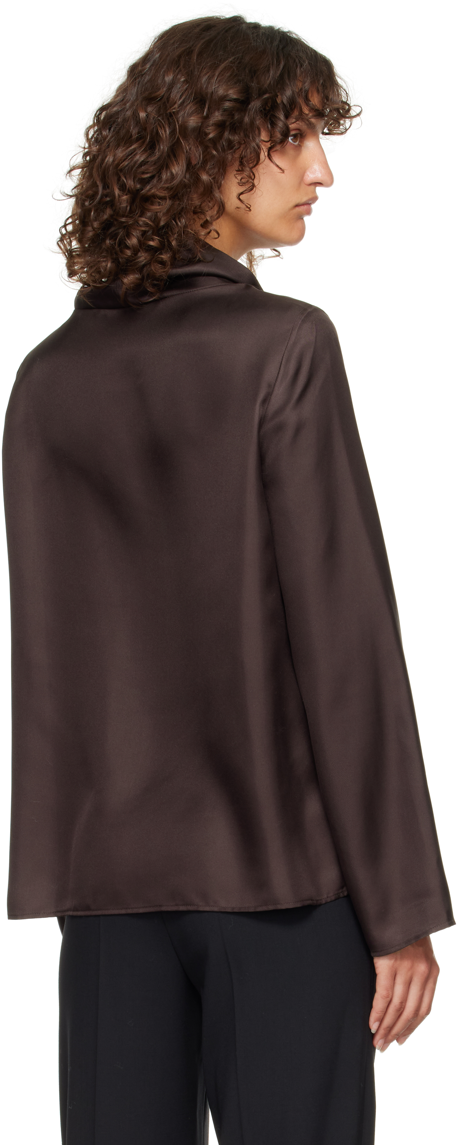 Brown Cyna Silk Blouse