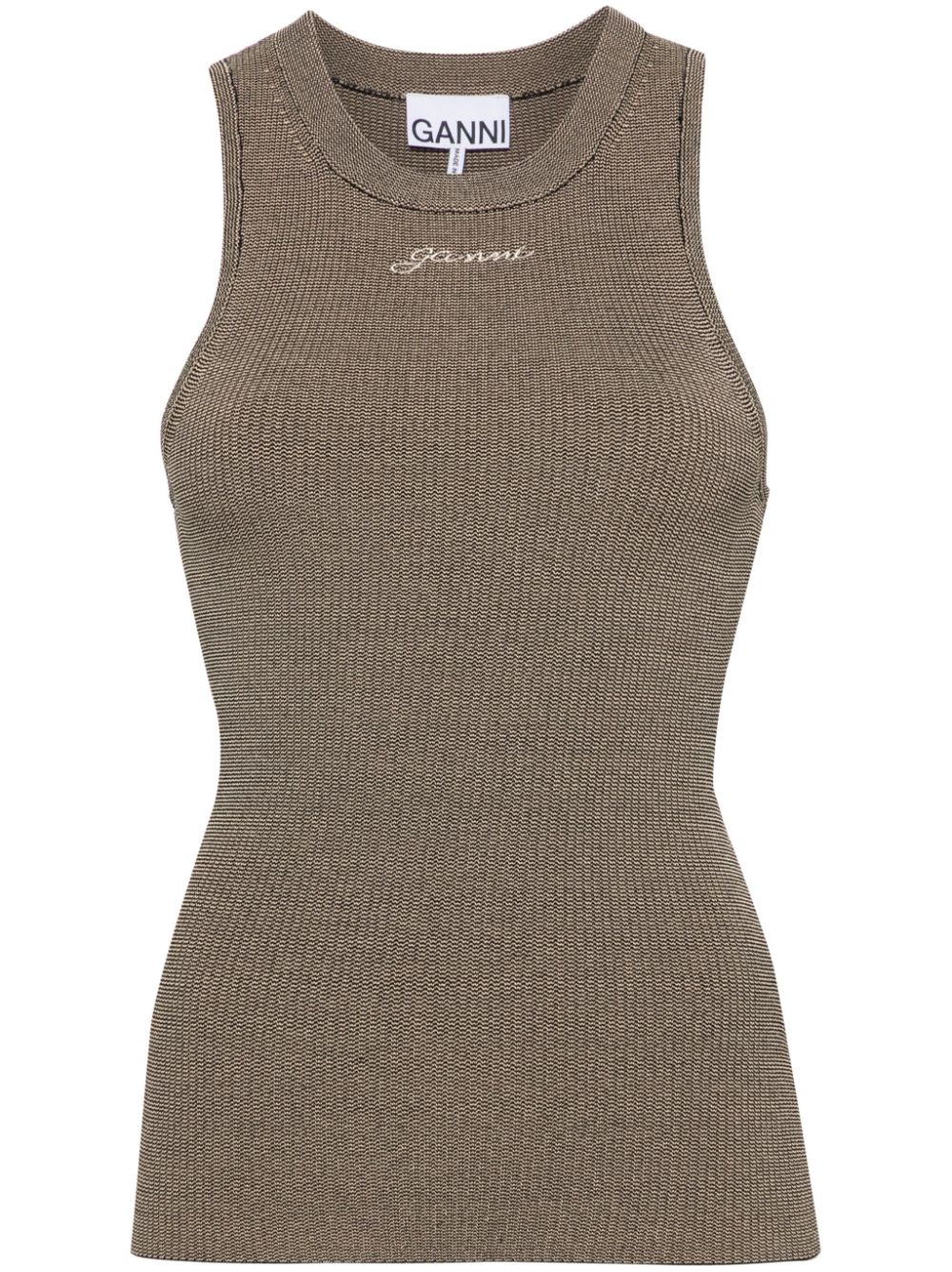 Logo-embroidered knitted tank top - Green