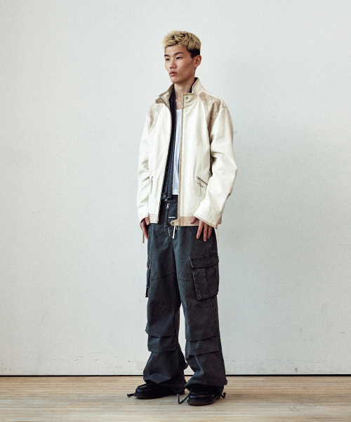 WASHED MILITARY CARGO PANTS CHARCOAL
