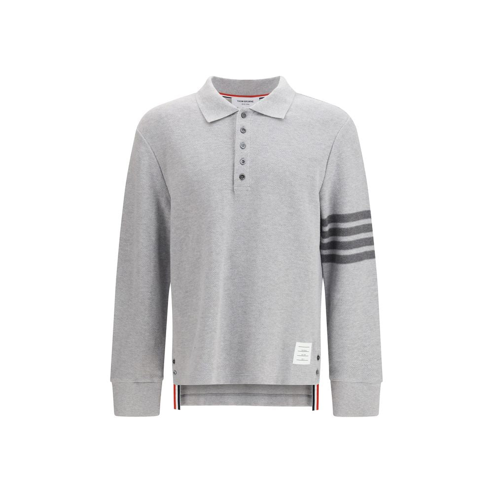 Textured Piqué 4-Bar Polo Shirt — Gray