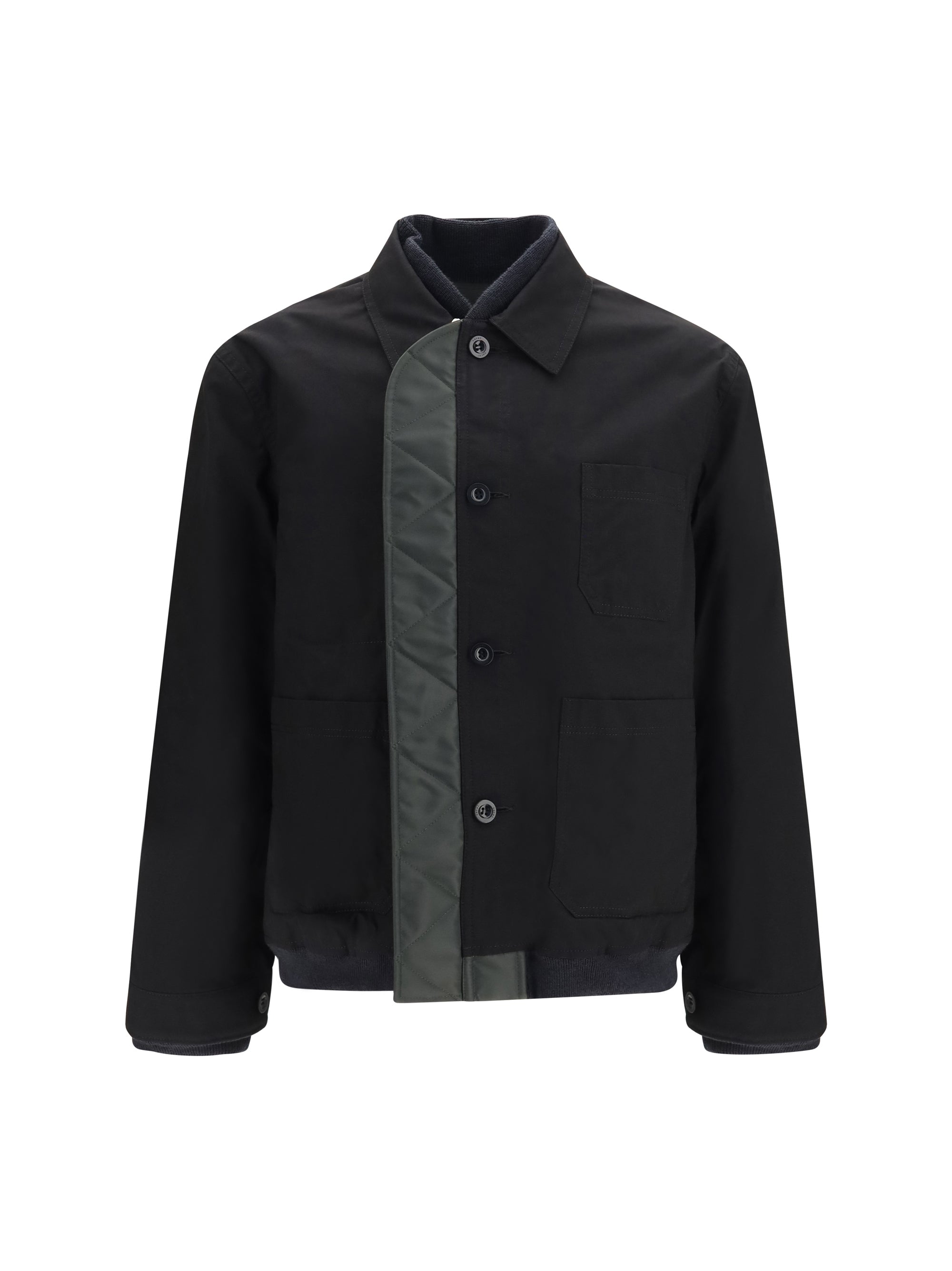 Ripstop Nylon Bomber Jacket — Black