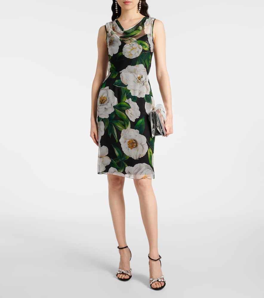 Floral silk chiffon midi dress