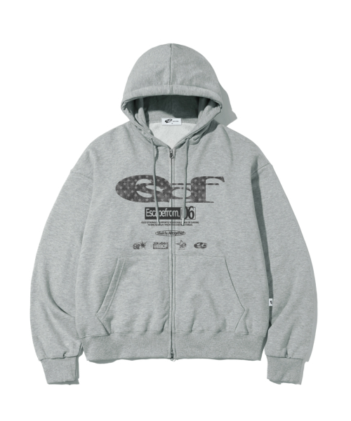 Pattern ESCF Logo Collage Print Two-Way Hoodie Zip-Up