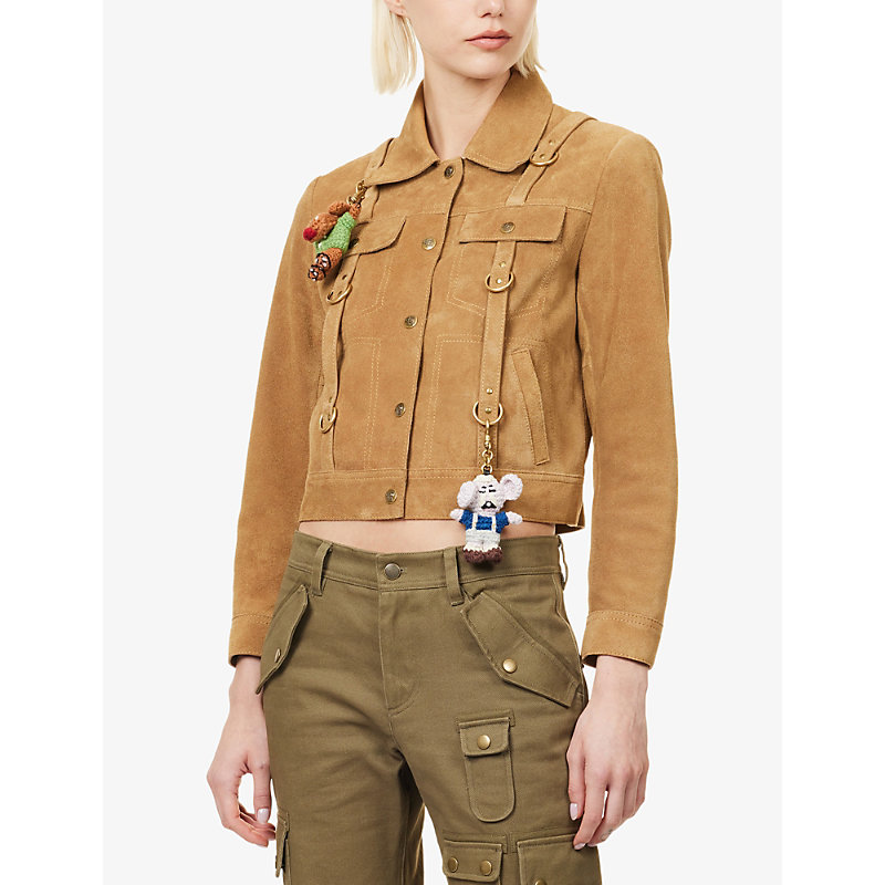 Womens x Brain Dead Strap Charm Leather-Suede Jacket