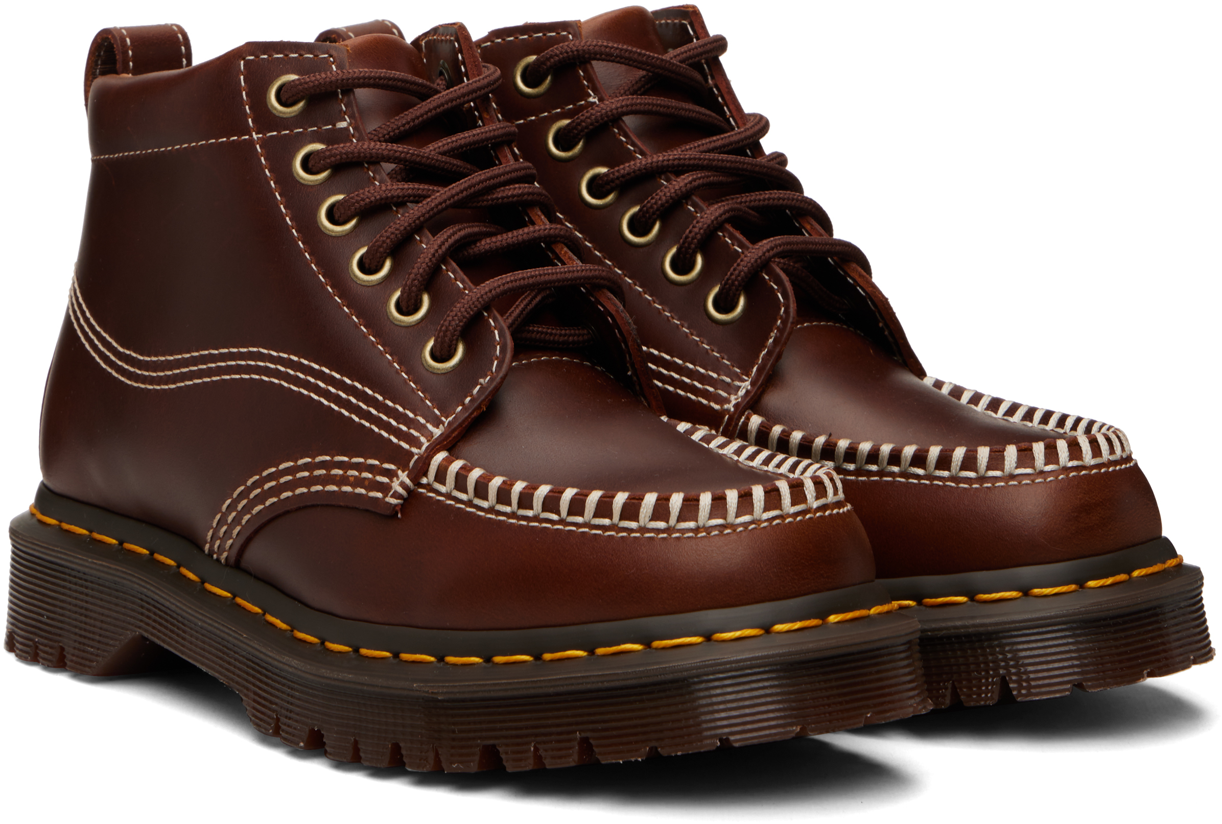 Brown Lowell Chukka Moc Toe Leather Ankle Boots