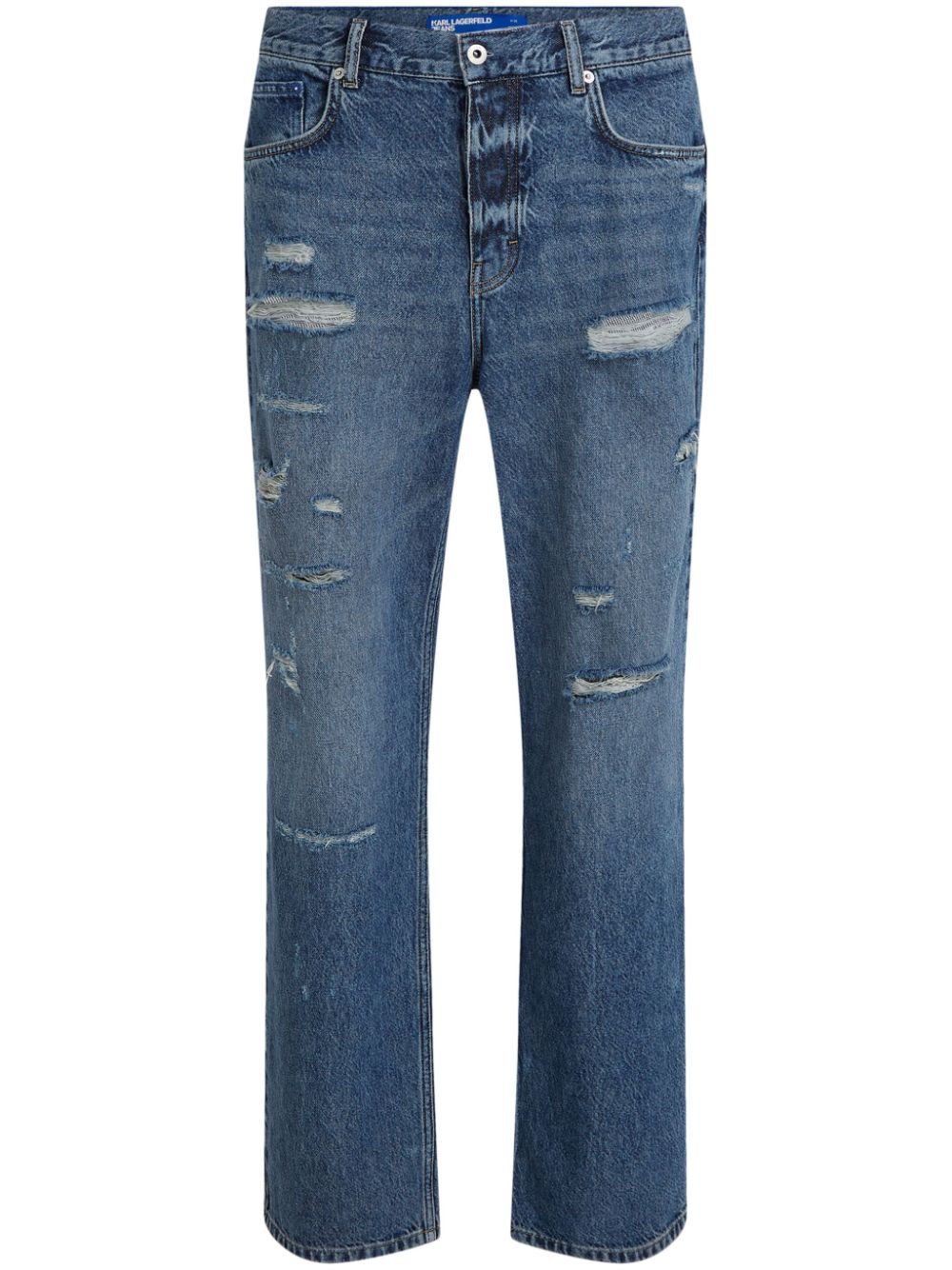 Distressed-effect mid-rise loose-fit jeans - Blue