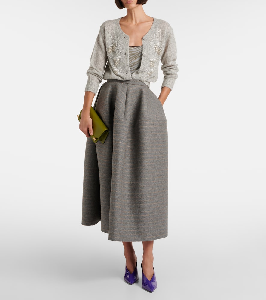 Beaded alpaca and wool-blend cardigan