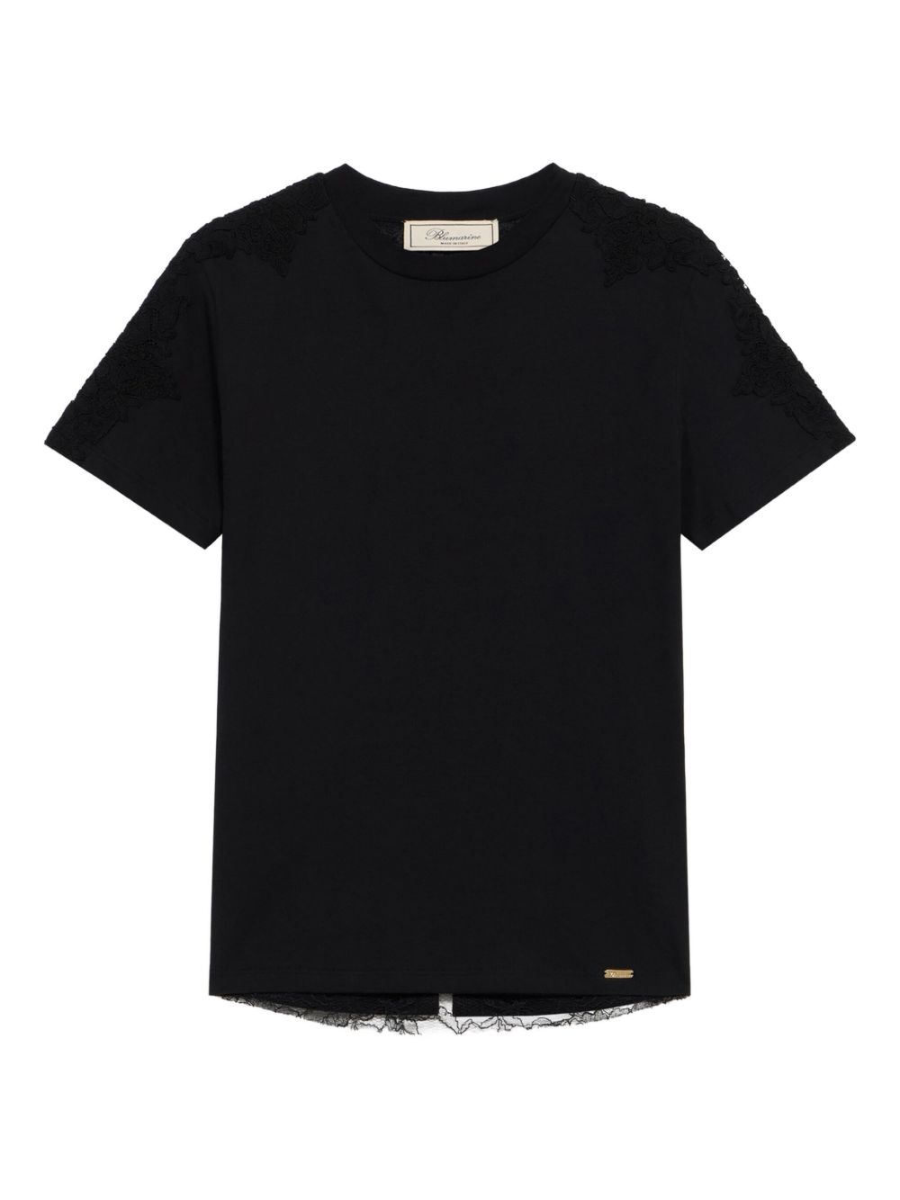 Lace-trim T-shirt - Black