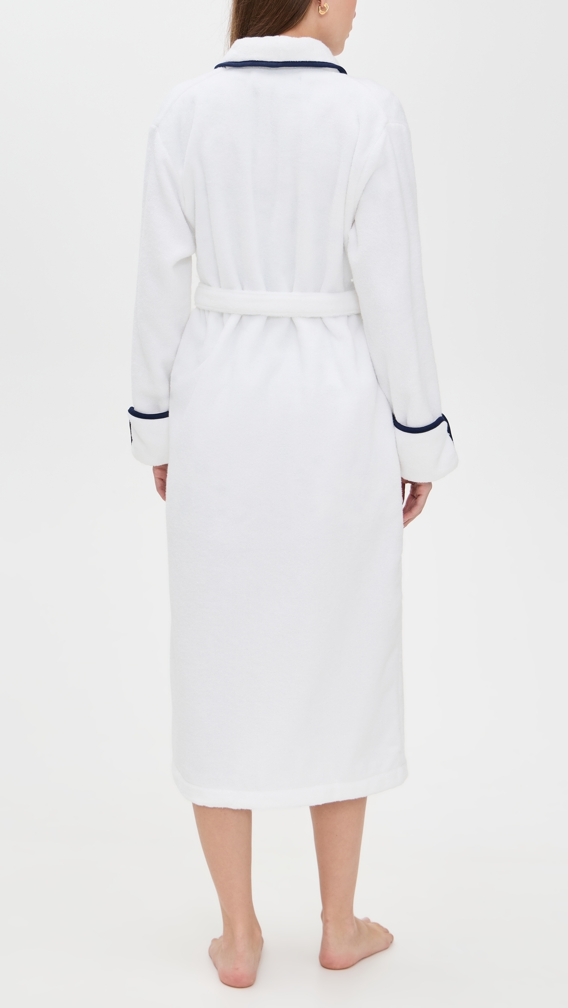 The Hotel Robe White/Navy M