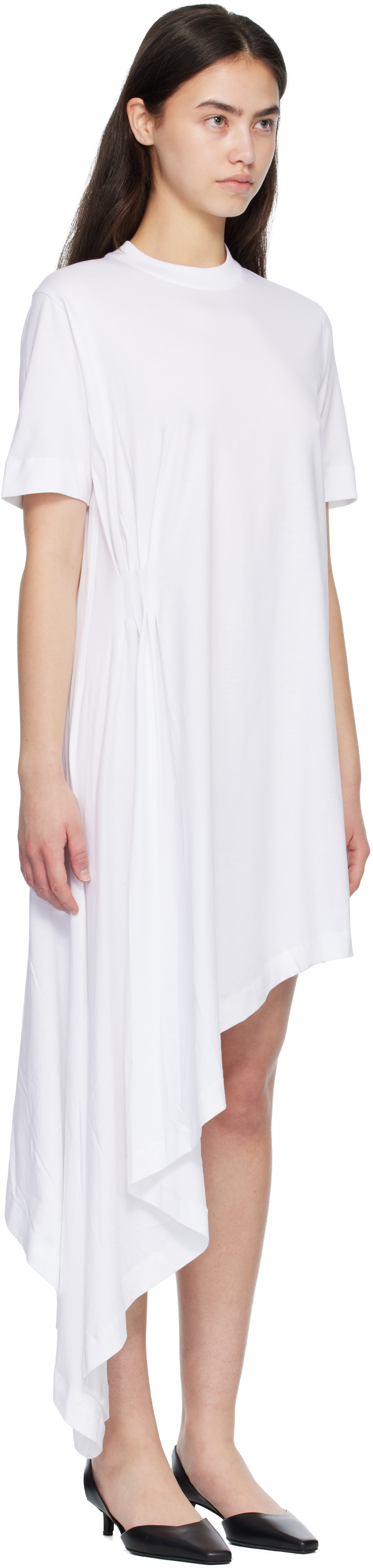 White IGARI Asymmetric T-shirt Midi Dress