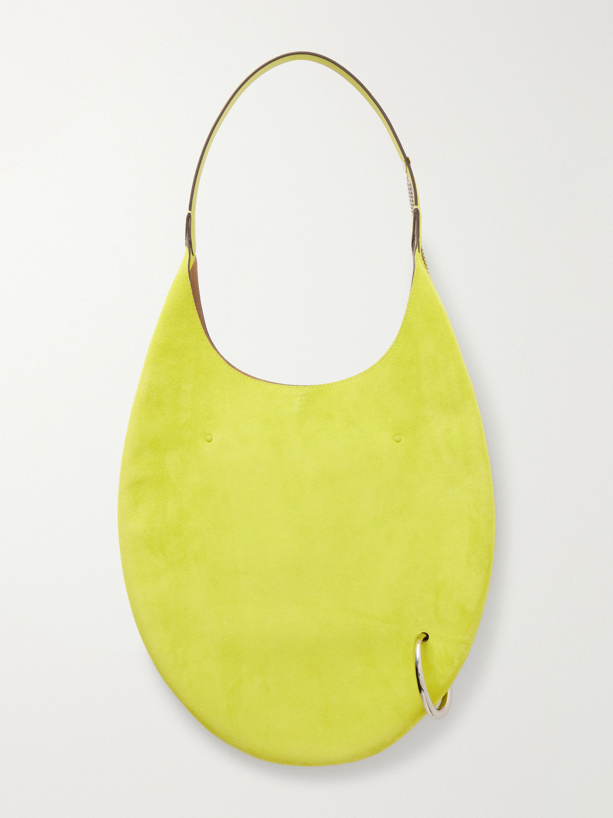 Pierced Embellished Suede Shoulder Bag - Green