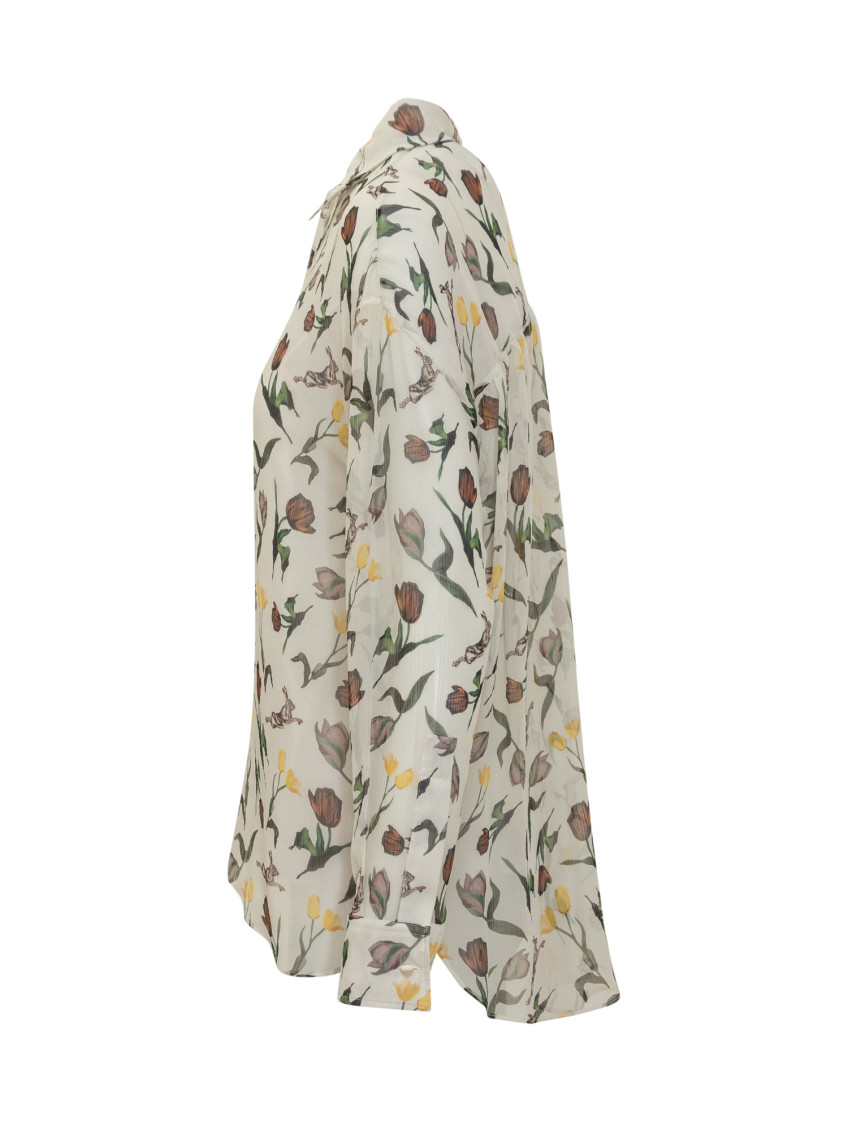 White Floral Print Shirt